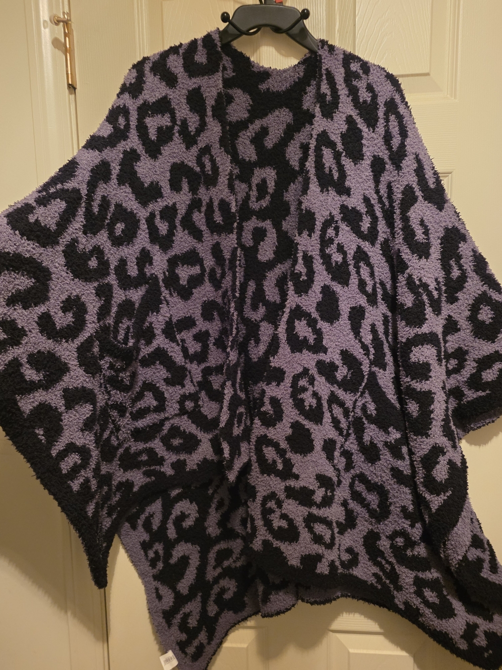 west loop Purple and Black Leopard-Print Poncho Sweater